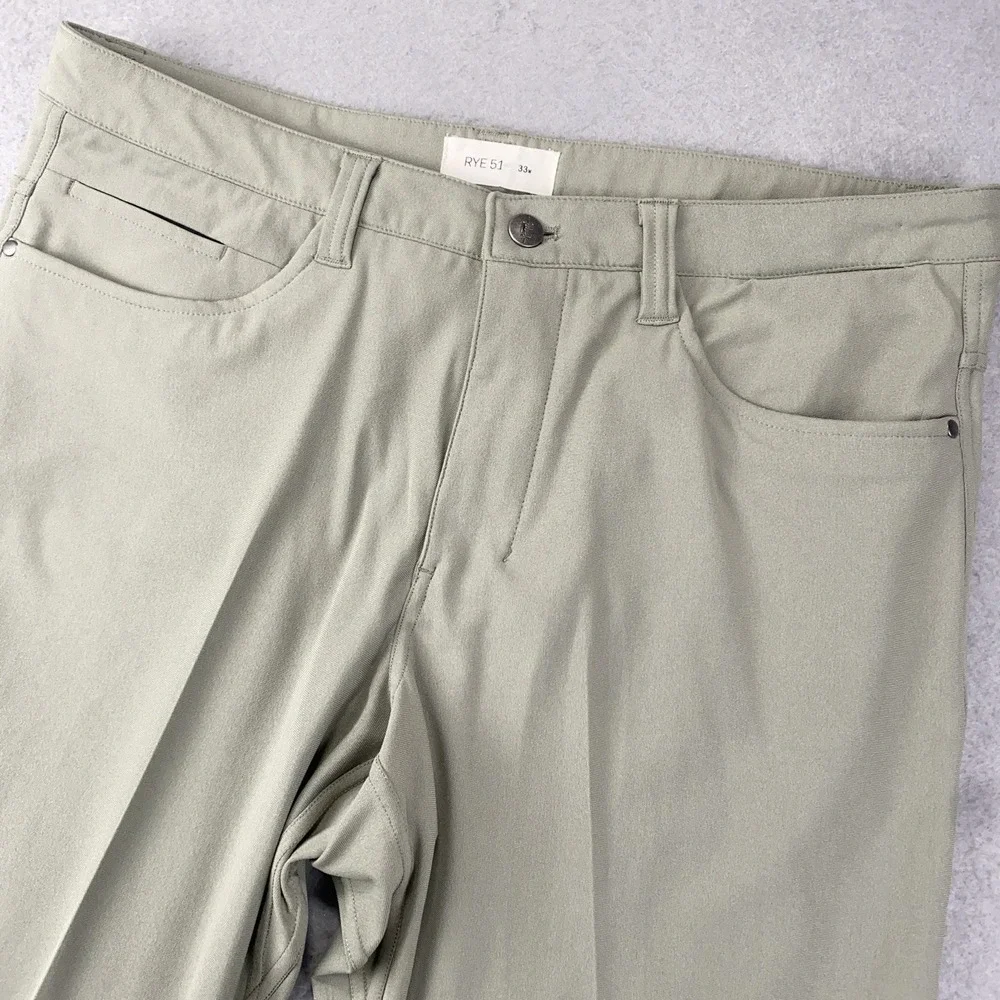 Rye 51 Voyager Mens 33x28 Green Flat Tech Blend Golf Performance Chino Pants - Picture 1 of 10